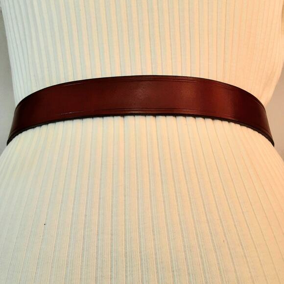 Liz Claiborne Top Grain Oil Tan Leather Belt 34 Unisex Waist Walnut Brown - Picture 4 of 14